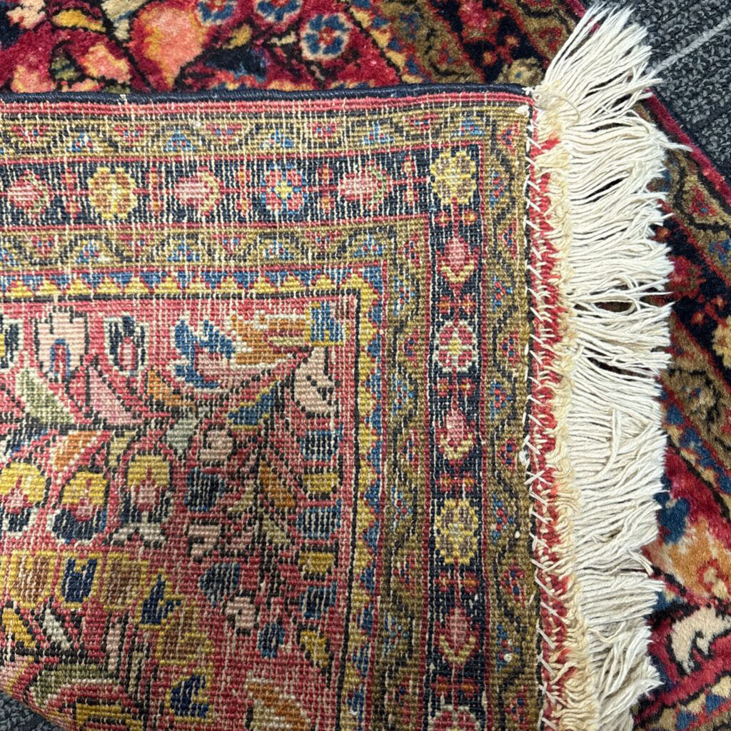 Vintage Handwoven Wool Lilihan Floral Rug 2' by 4'4"
