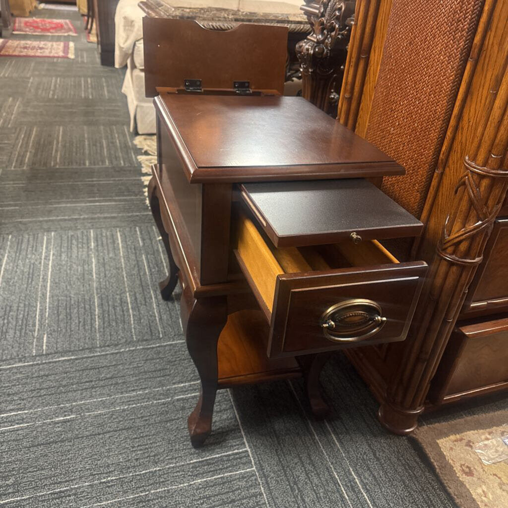 Modern Side Table w/ Built in Outlet & Drink Tray by Klaussner