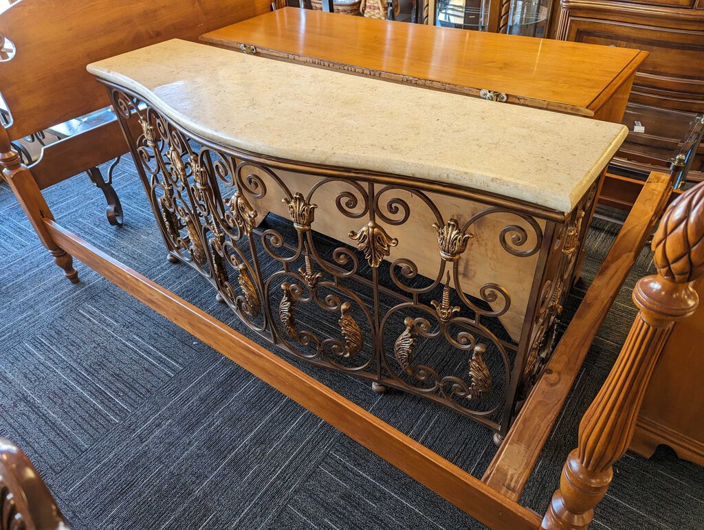 Wrought Iron Marble Top Sideboard
