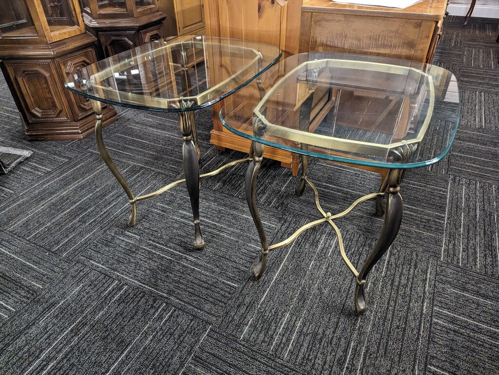 Pair Of Glass Top Side Tables